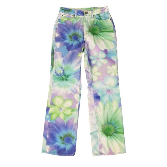 URBAN OUTFITTERS BDG Cowboy Pastel Watercolor Floral High Waist Jeans Sz 26 MINT - Picture 3 of 9